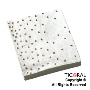 SERVILLETA ESTRELLAS STAMPING ORO GM X 12